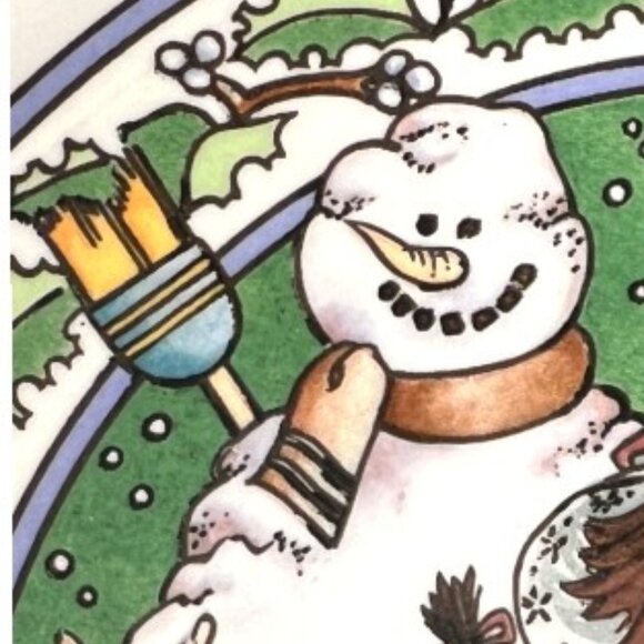 Vtg 1989 WATKINS Country Kids "Snow Magic" Ceramic Recipe Pie Plate 10.75" D - Picture 6 of 16